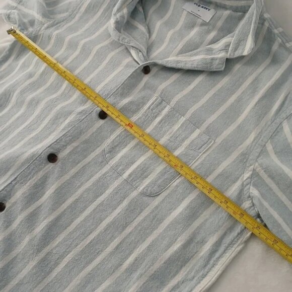 Old Navy Button Front Camp Shirt Short Sleeve Stripped Blue Mens Size Medium - Picture 4 of 5